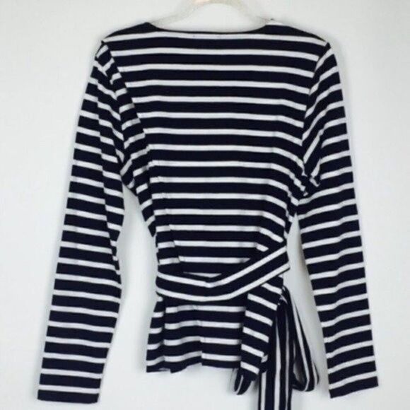NWT!!! J Crew womans sweatshirt size Large BoxSbelted long sleeve striped - Picture 3 of 7